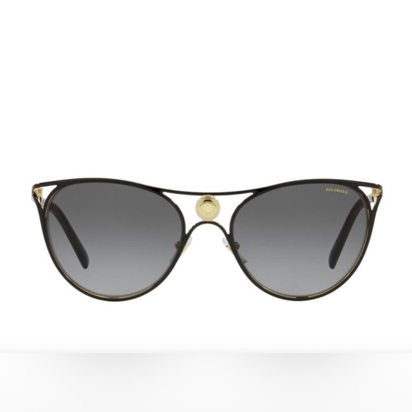 NEW VERSACE VE2237 CAT EYE SUNGLASSES FULL INCLUSION BRAND BLACK & GOLD SOLD OUT - Picture 4 of 16